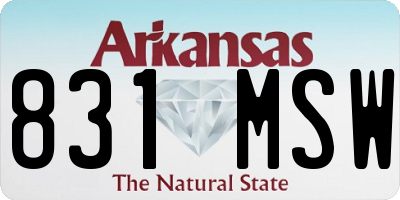 AR license plate 831MSW