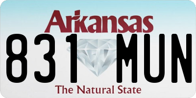 AR license plate 831MUN