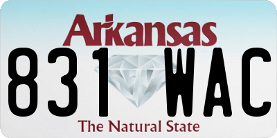 AR license plate 831WAC