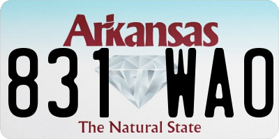 AR license plate 831WAO