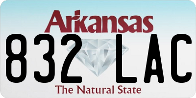AR license plate 832LAC
