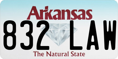 AR license plate 832LAW