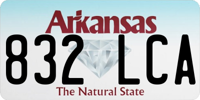 AR license plate 832LCA