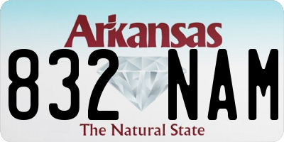 AR license plate 832NAM