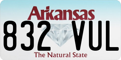 AR license plate 832VUL