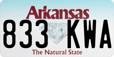 AR license plate 833KWA