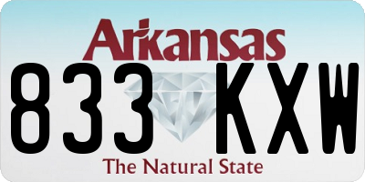 AR license plate 833KXW