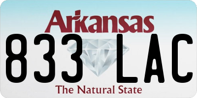 AR license plate 833LAC