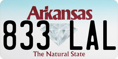 AR license plate 833LAL