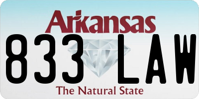 AR license plate 833LAW