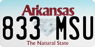 AR license plate 833MSU