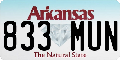 AR license plate 833MUN