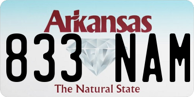 AR license plate 833NAM
