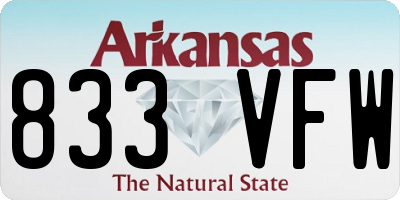 AR license plate 833VFW