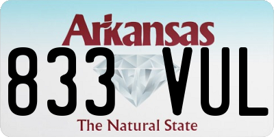 AR license plate 833VUL