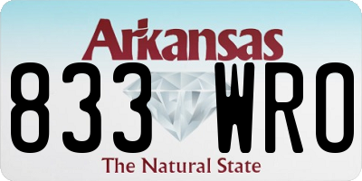 AR license plate 833WRO