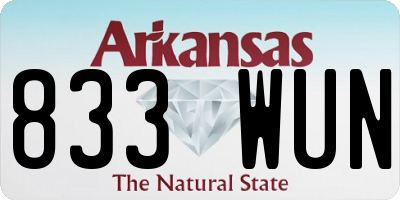 AR license plate 833WUN