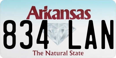AR license plate 834LAN