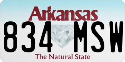 AR license plate 834MSW