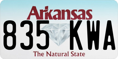 AR license plate 835KWA