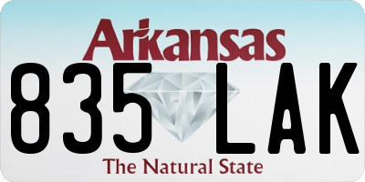 AR license plate 835LAK