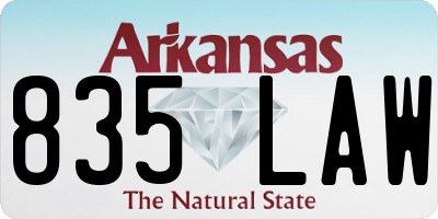 AR license plate 835LAW