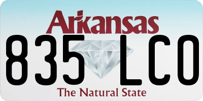 AR license plate 835LCO