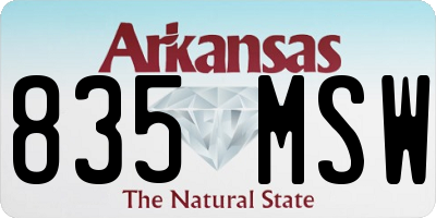AR license plate 835MSW