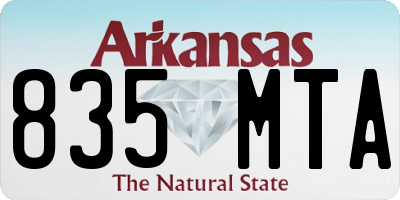 AR license plate 835MTA