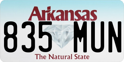 AR license plate 835MUN