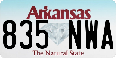 AR license plate 835NWA