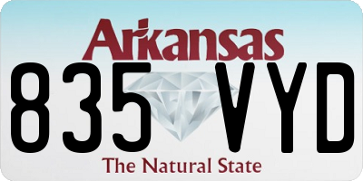AR license plate 835VYD