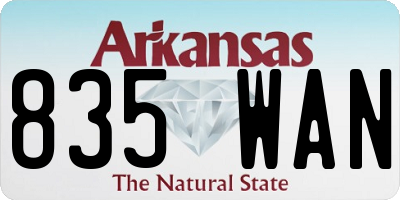 AR license plate 835WAN