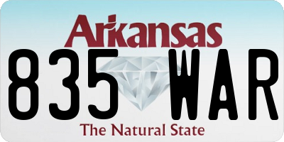 AR license plate 835WAR