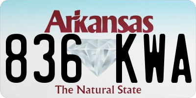AR license plate 836KWA