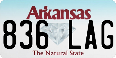 AR license plate 836LAG