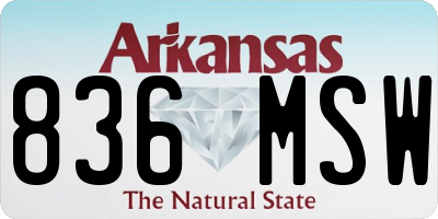 AR license plate 836MSW