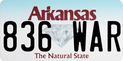 AR license plate 836WAR