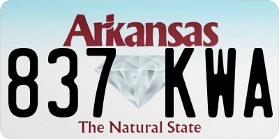 AR license plate 837KWA
