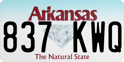 AR license plate 837KWQ