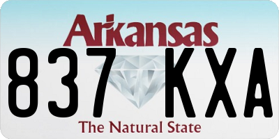 AR license plate 837KXA