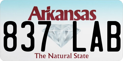 AR license plate 837LAB