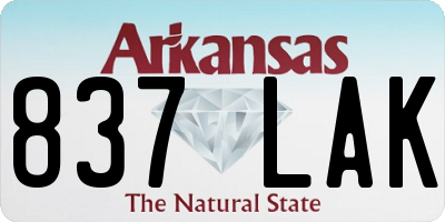 AR license plate 837LAK