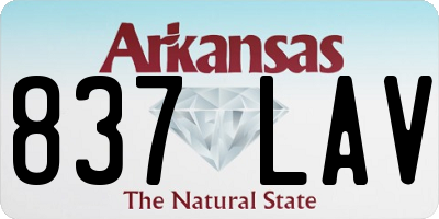 AR license plate 837LAV