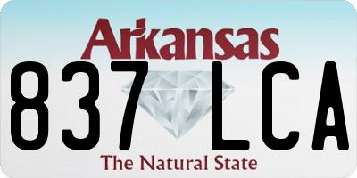 AR license plate 837LCA