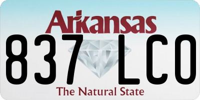 AR license plate 837LCO