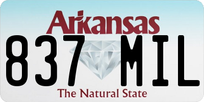 AR license plate 837MIL