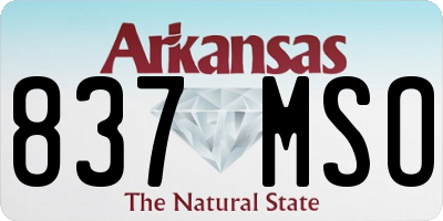 AR license plate 837MSO