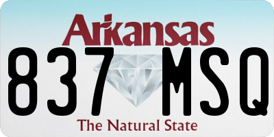 AR license plate 837MSQ