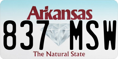 AR license plate 837MSW